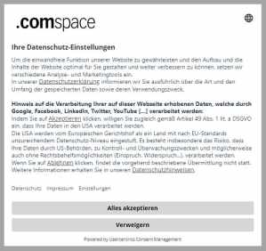 Comspace Datenschutz Einstellungen