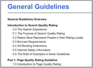 Google General Guidelines und Seo Algorithmen