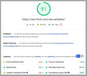 seo frick anbieter core web vitals test mobile